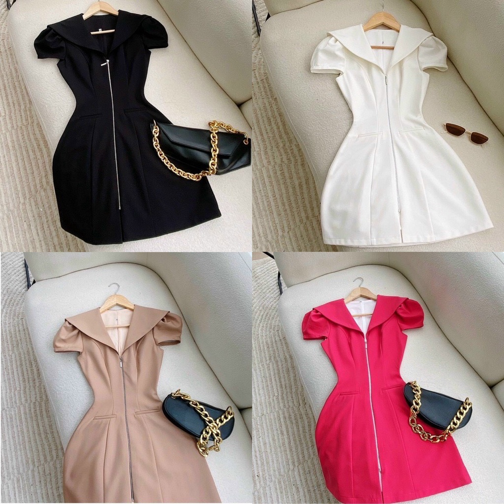 Đầm CỔ V XẺ Sâu Khoá Kéo Tay Ngắn Ôm Eo, Váy Dự Tiệc Sang Trọng Thiết Kế Chuẩn Form Cao Cấp- MIRA Fashion