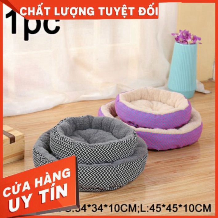 Giường Nệm Ổ nằm ngủ nhà cho chó mèo giá rẻ màu xám siêu sạch Của QuaQua