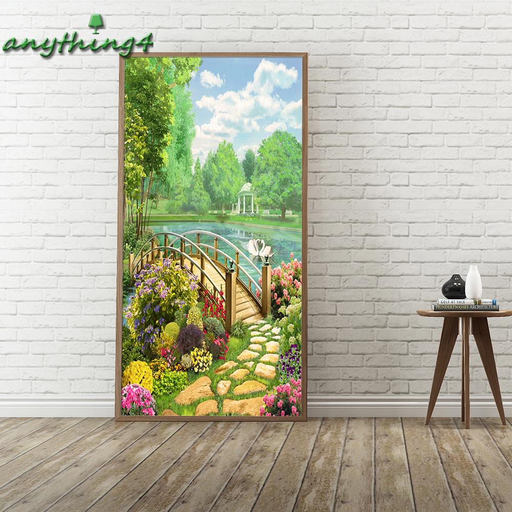 Bộ Tranh Đính Đá Tự Làm Hình Phong Cảnh Mùa Xuân 45x85cm Kèm Phụ Kiện