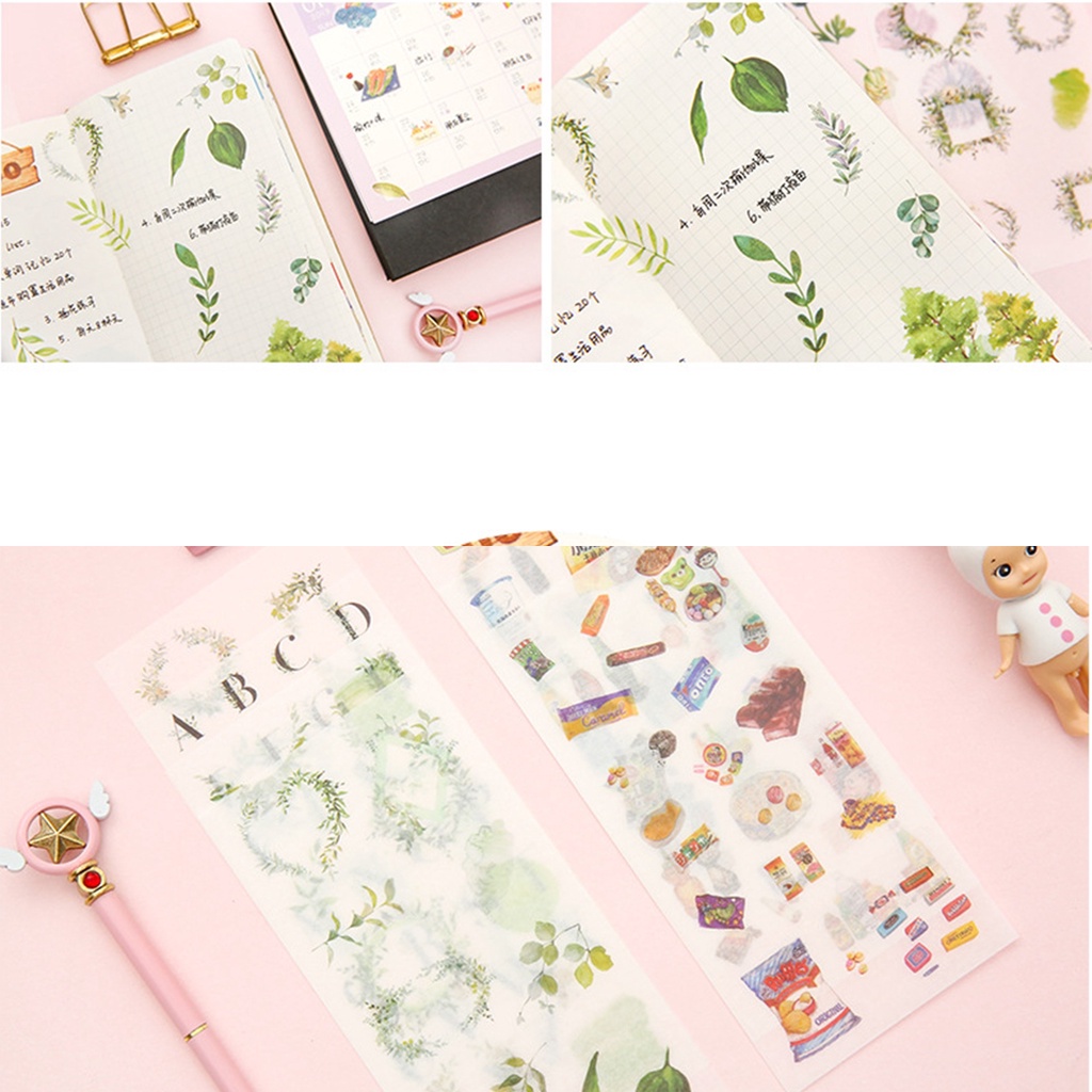 Set 6 tấm sticker giấy washi 16 x 8 nhiều mẫu tự chọn