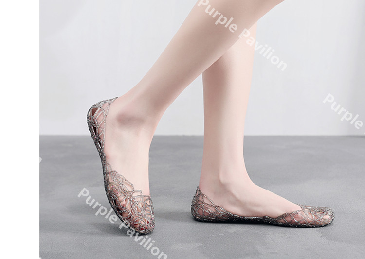 Giày búp bê nhựa dẻo thiết kế đục lỗ thoáng khí cho nữ