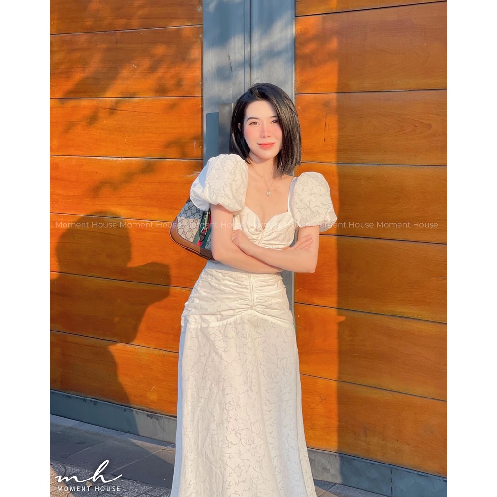 MILA DRESS - đầm xanh dương có tay dáng dài, hàng thiết kế cao cấp, lên form cực chuẩn