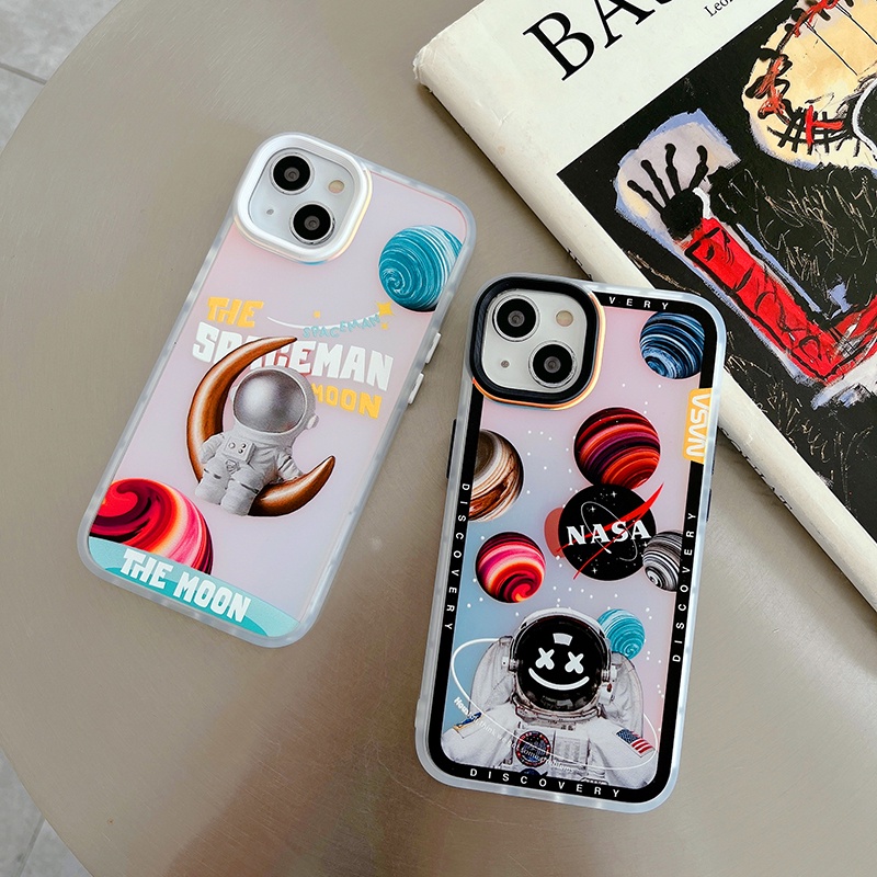 Nasa Ốp Điện Thoại Hình Phi Hành Gia Mặt Trăng Màu Gradient iphone 13 Pro Max i13 13pro 11ProMax i11 iX Xs XR Xs Max 7plus 8plus 12Pro 12 Pro Max