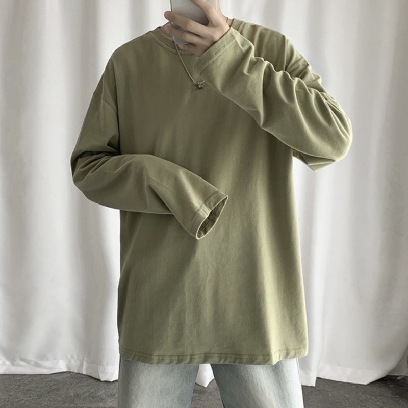 Áo tay dài cotton trơn 13 màu form rộng style unisex nam nữ đều mặc được (có ảnh thật) - LC | BigBuy360 - bigbuy360.vn