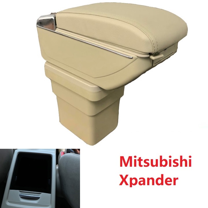 Hộp tỳ tay xe hơi cao cấp Mitsubishi Xpander tích hợp 7 cổng USB mã DUSB-EXPD có 2 màu đen chỉ đỏ, kem