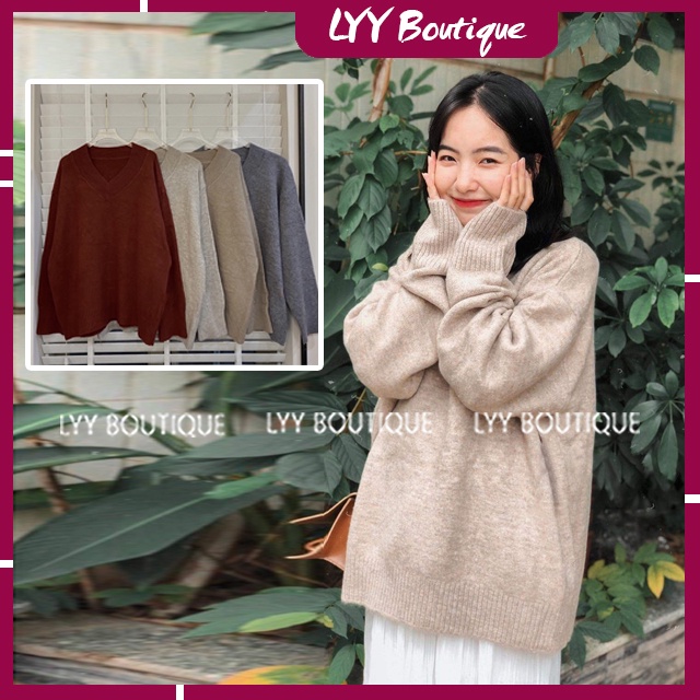 Áo len nữ CỔ TIM trơn siêu xinh chất len lông thỏ Quảng Châu 4 màu freesize LYY BOUTIQUE
