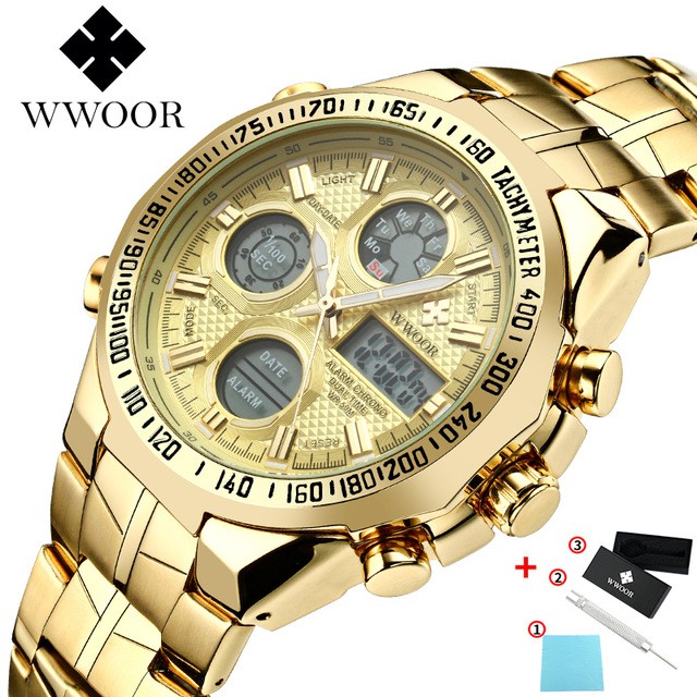 Đồng hồ thạch anh thể thao chất liệu kim loại thép không gỉ chính hãng không thấm nước dành cho nam - 8019 WWOOR