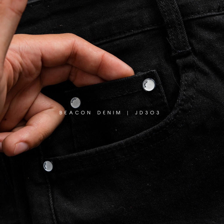 Quần Jean Dài Nam Mẫu Đen Rách Gối BEACON DENIM Form Slim Fit Trẻ Trung JD303