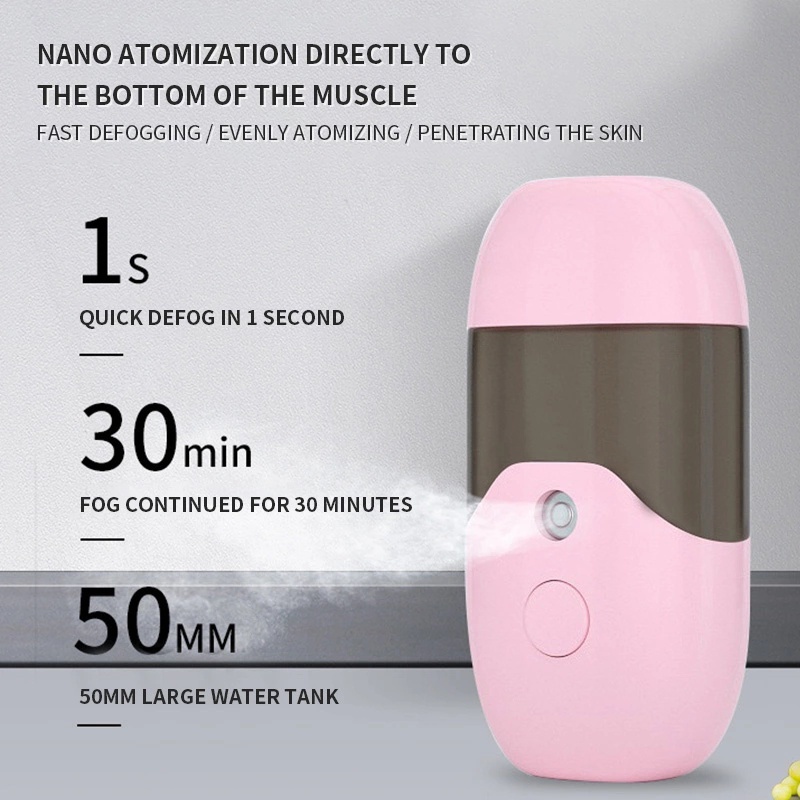 Máy Phun Sương Nano Mini 50ML Dưỡng Ẩm Cho Da Kèm Cáp Sạc USB Tiện Lợi