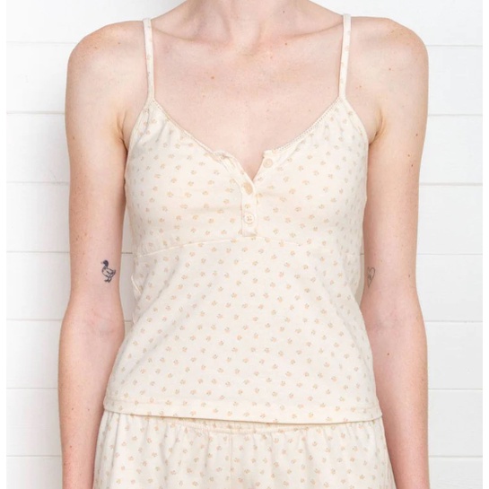 Áo hai dây cài khuy ngực Tiffany Cotton Floral Tank