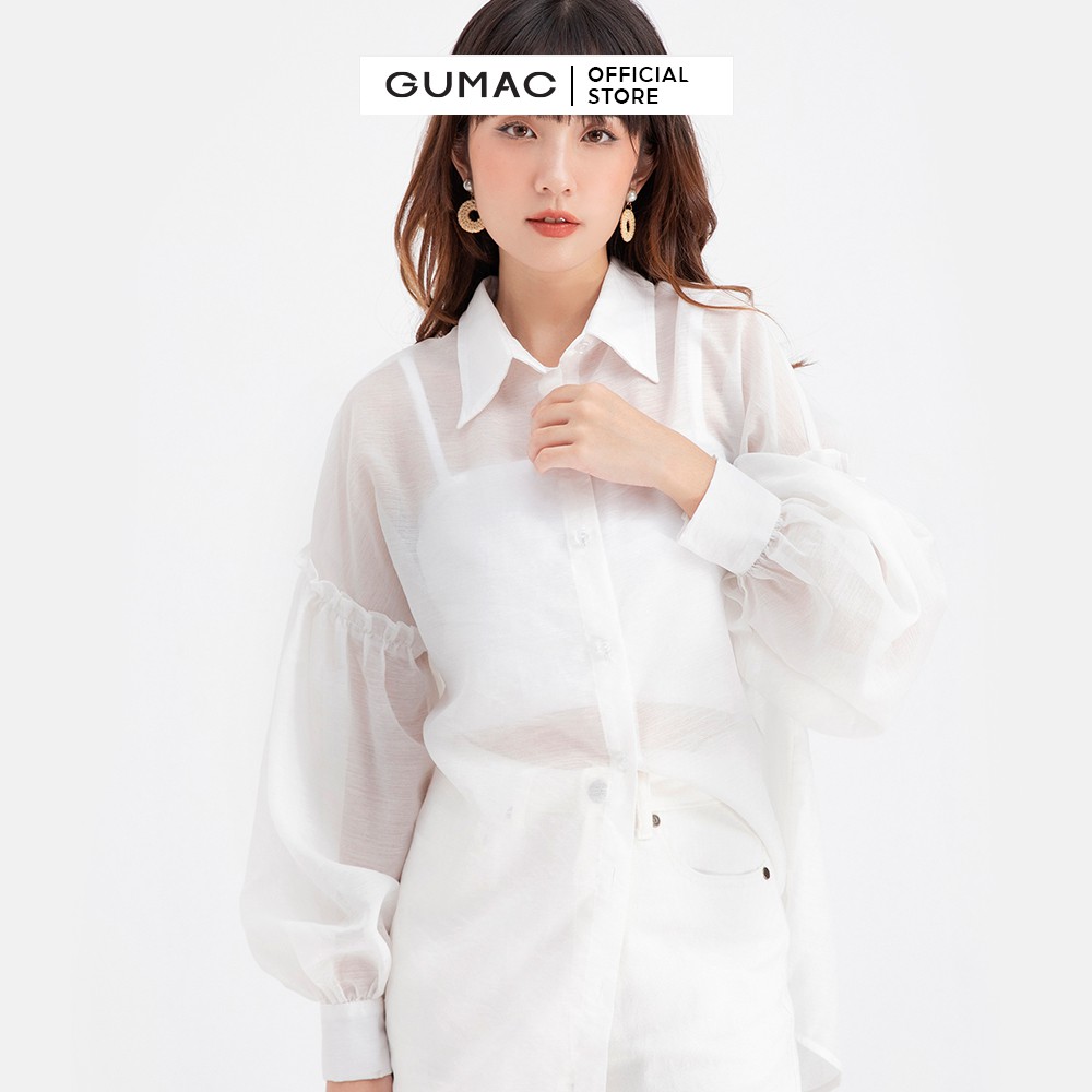 [Mã WABRGM11 giảm 10% đơn 250K] Áo sơ mi nữ phom rộng vải tơ GUMAC AB6119 | BigBuy360 - bigbuy360.vn