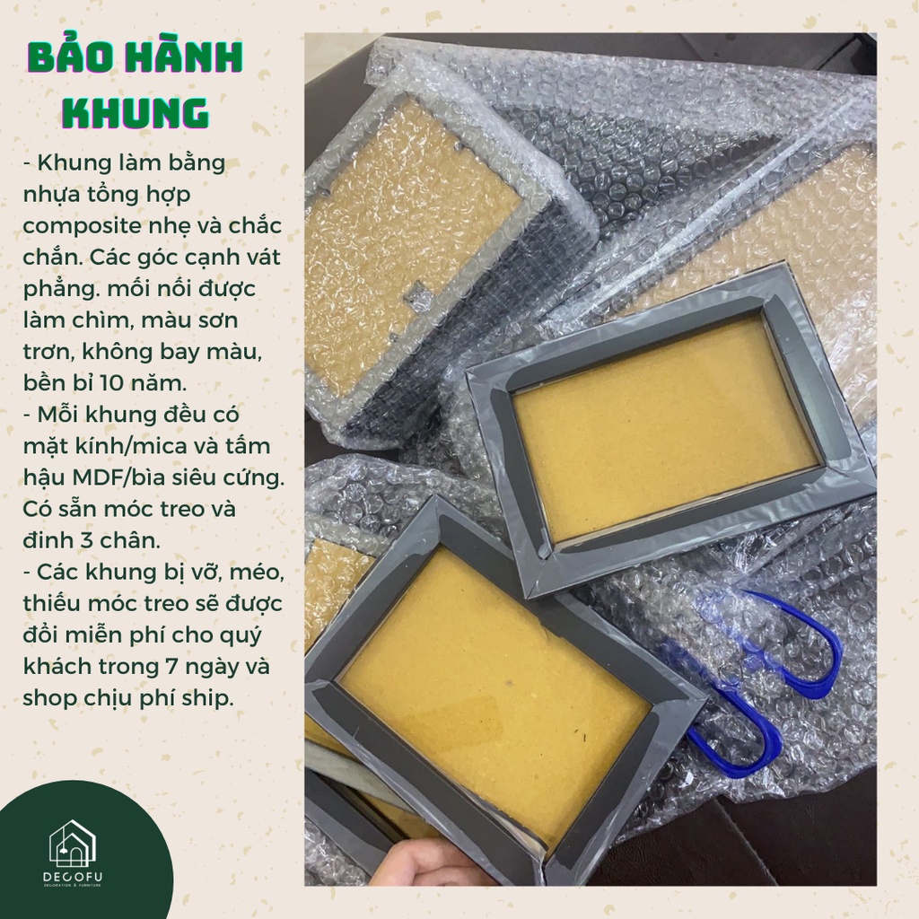 Khung ảnh để bàn DECOFU phong cách basic mặt kính có sẵn chân để bàn