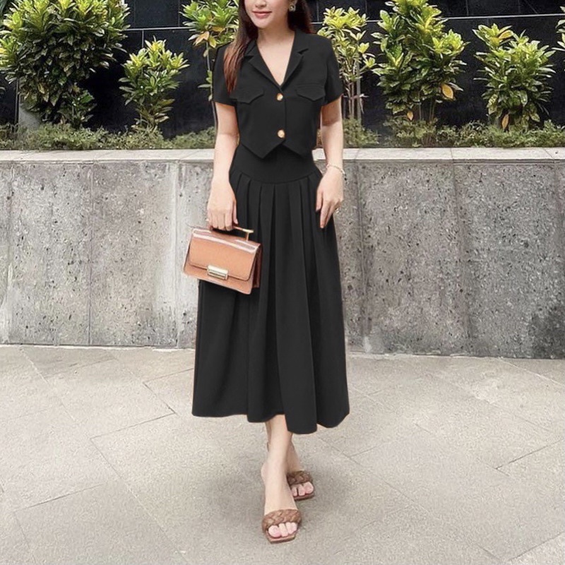 Set G584 cực kì sang chảnh thoải mái với thiết kế váy cạp cao sẽ tạo cảm giác eo thon và chân dài hơn - GEM Fashion