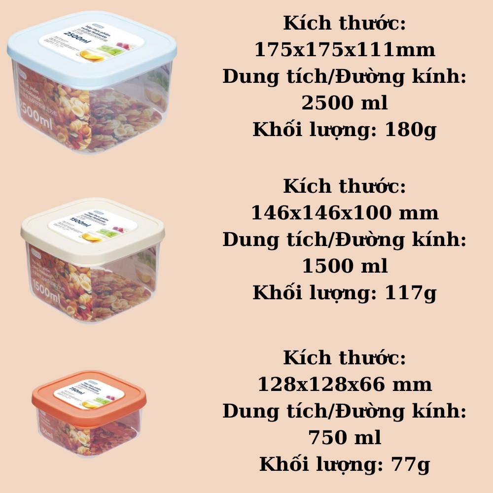 Hộp trữ đông đựng thực phẩm Hokkaido vuông inochi