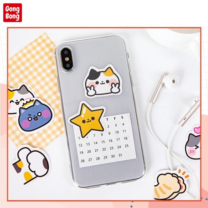 Sticker cute trang trí hình dán mèo cảm xúc bộ 26 nhãn dán sổ tay điện thoại laptop đồ dùng