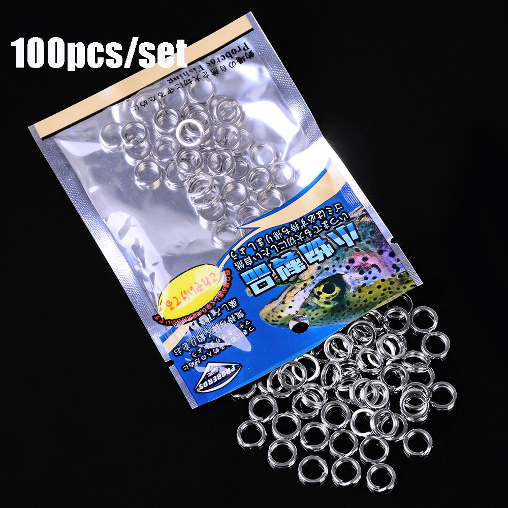Set 100 khoen móc câu cá 3 khớp chuyên dụng bằng thép không gỉ chất lượng cao #-8#