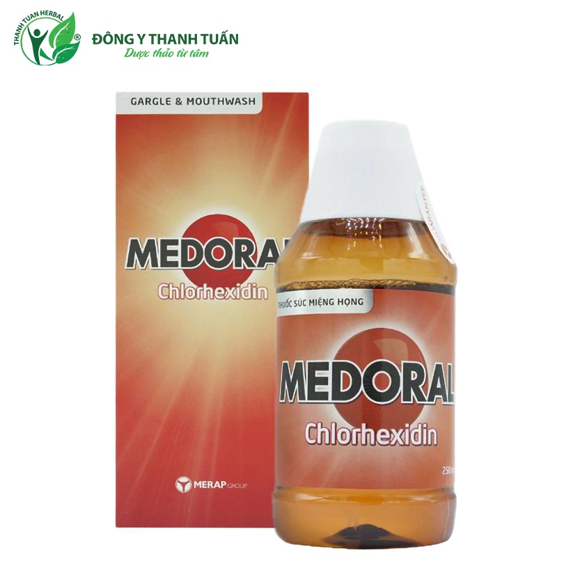 Nước súc miệng Medoral 250ml Merap - Hỗ trợ điều trị và ngăn ngừa viêm, nhiễm khuẩn họng, miệng (Chlorhexidine 250ml)