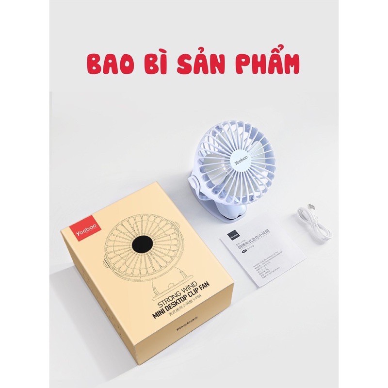 QUẠT SẠC TÍCH ĐIỆN MINI YOOBAO Pin 6400mah DUNG LƯỢNG CAO NHẤT Dùng Được 32H Liên Tục