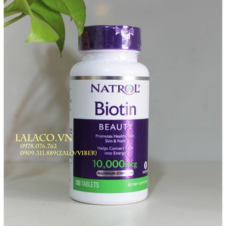 Viên uống Natrol Biotin 10.000mcg 100v