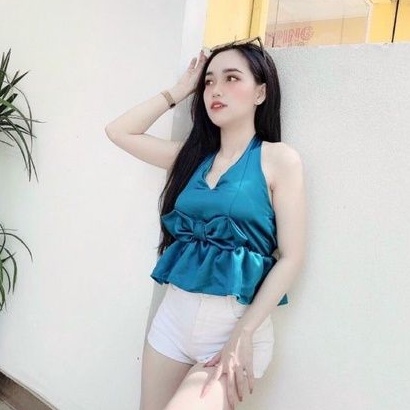 Áo phi lụa hở lưng cổ gài sexy (Có sẵn mod )