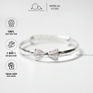 Lắc tay vòng tay bạc cứng trẻ em hình nơ cát cho bé gái điều chỉnh được size 0-6 tuổi