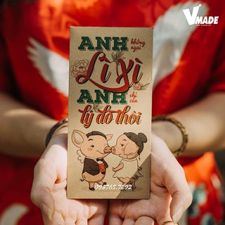 Set 5 Bao Lì Xì  Độc - Lạ Tết 2019 màu Vintage giấy Kcraft Nhật Bản