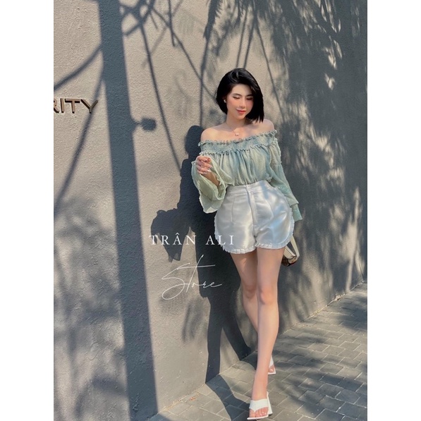 SET ÁO BẸT VAI BOCHUN BÈO + QUẦN SHORT VIỀN REN LAI