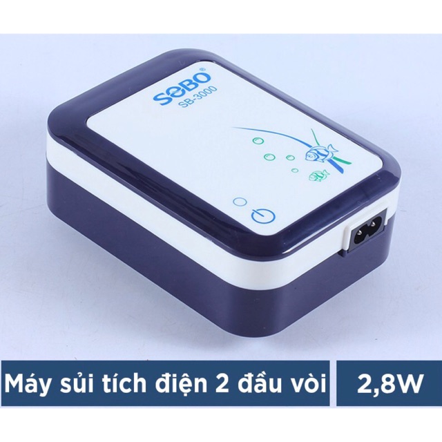 Máy Oxy Sủi Tích Điện SOBO SB 3000 [ TẶNG KÈM DÂY + ĐÁ SỦI ]