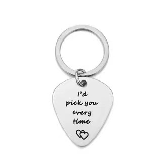 Móc Khóa Inox Hình Cây Gảy Đàn Guitar Làm Quà Tặng Cho Bạn Trai/Cặp Đôi