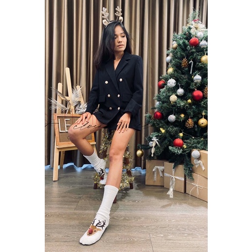 Áo Blazer giấu quần dáng suông màu đen | BigBuy360 - bigbuy360.vn