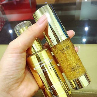 Cặp đôi dưỡng da ban đêm Serum vàng 24k + kem face đêm Lavish H Baby Korea