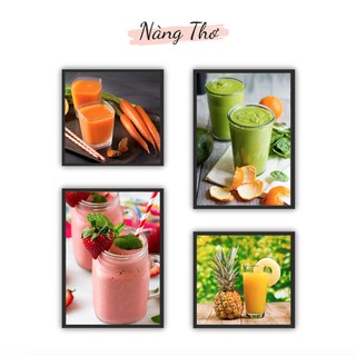 BỘ 4 HÌNH CỨNG DÁN QUÁN SINH TỐ, CÀ PHÊ_THIẾT KẾ NÀNG THƠ