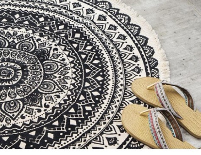 Thảm tròn trải sàn hoạ tiết Vintage thổ cẩm- Hàng loại 1 đảm bảo chất lượng