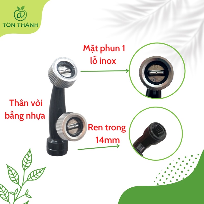BÉC ĐEN QUẠT ĐÔI D5 K5 CÔNG NGHỆ NHẬT PHUN SƯƠNG 1 2 3 LỖ TƯỚI CÂY