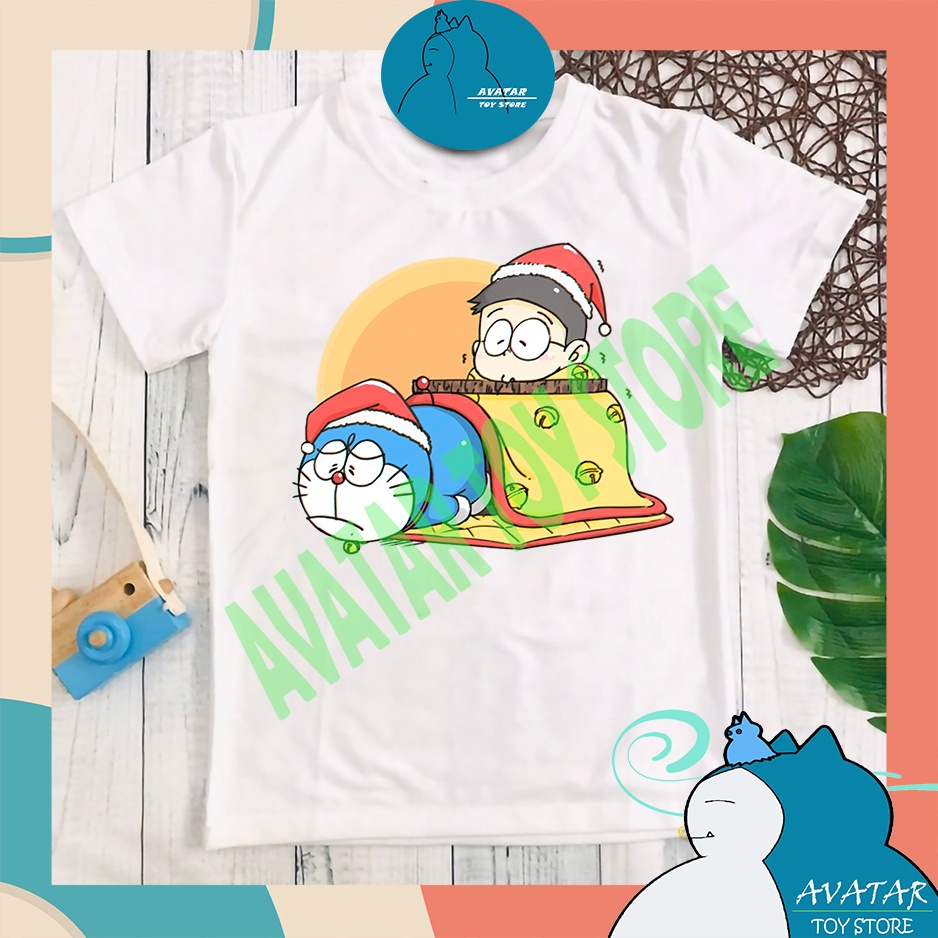 Áo thun nam nữ màu trắng AvatarToyStore - áo phông nam nữ unisex cotton tay lỡ form rộng - Doraemon06