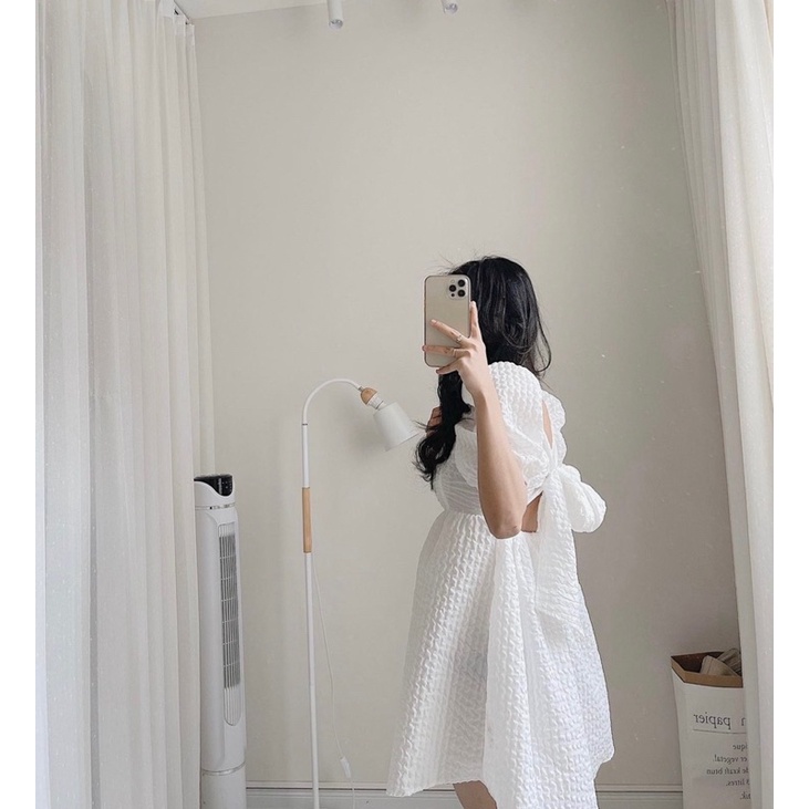 ĐẦM BBD GẤM XỐP CỔ VUÔNG TAY BỒNG ✨