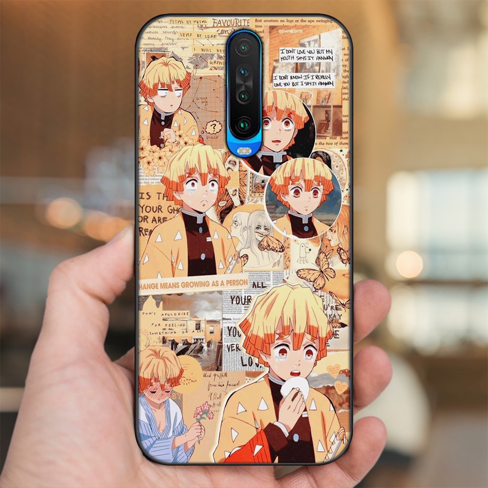 Ốp lưng Xiaomi K30 viền đen in hình Zenitsu Kimetsu no Yaiba