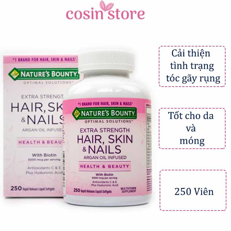 Viên Uống Đẹp Da, Tóc, Móng Nature's Bounty Hair Skin Nail 250 Viên