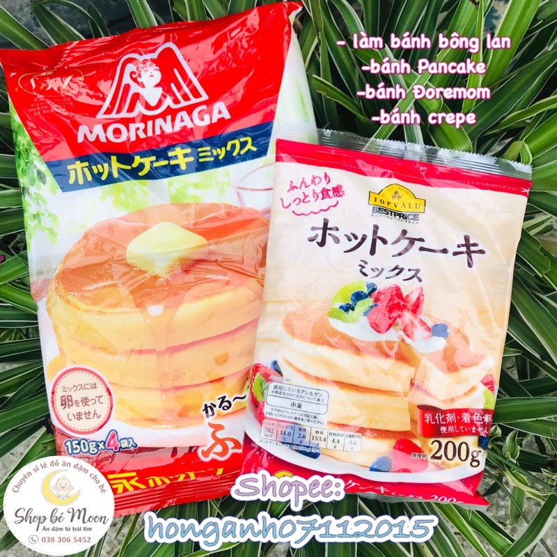 DATE 6/2023) Bột làm bánh Morinaga 600g/ 200g/ 150g làm bánh Pancake, bánh rán Đoremon cho bé