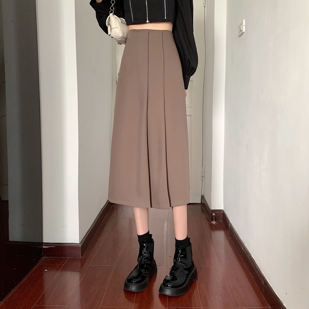 Chân váy midi chữ A lưng cao thời trang Hàn Quốc | BigBuy360 - bigbuy360.vn