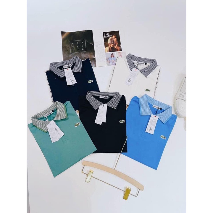 Áo polo nam cổ bẻ mix họa tiết thêu lacos mẫu mới 2022 chất thun cá sấu mềm mịn hàng xuất dư