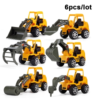Bộ 6 xe kỹ thuật đồ chơi máy xúc xe tải xe ủi đồ chơi ô tô cho bé trai