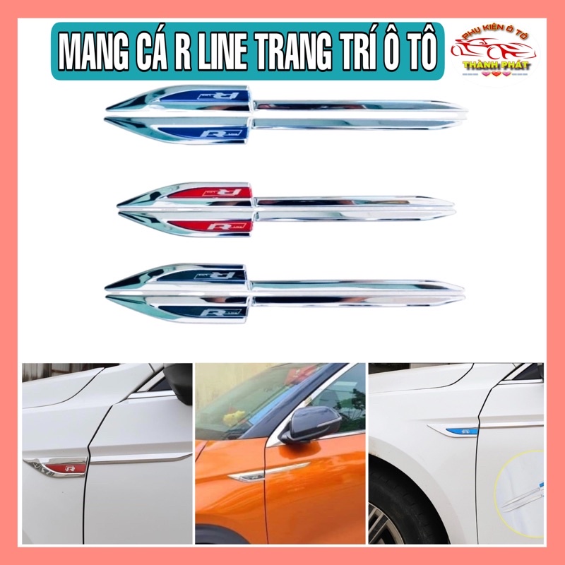 Bộ 2 mang cá ô tô xe hơi mẫu mới hợp kim inox 304 cao cấp chữ R-Line phù hợp với các dòng xe.
