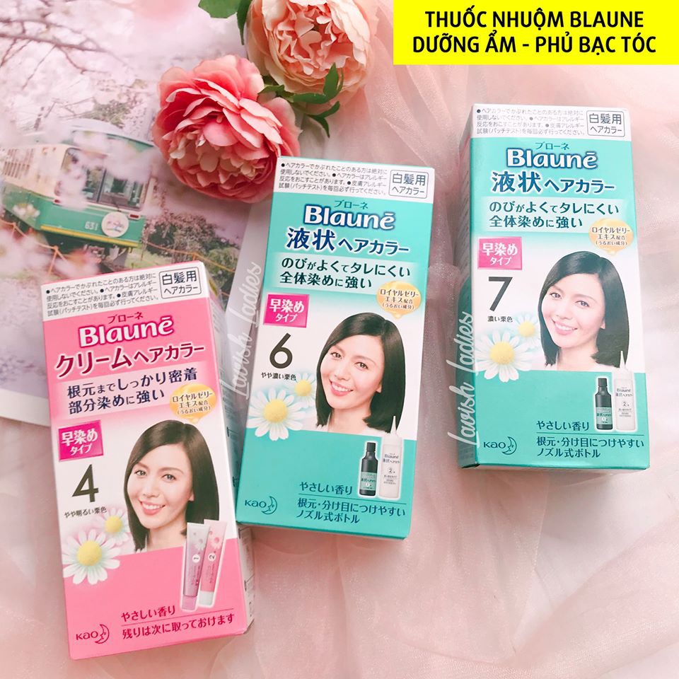 Thuốc nhuộm tóc nâu chocolate phủ bạc thiên nhiên Blaune Nhật Bản