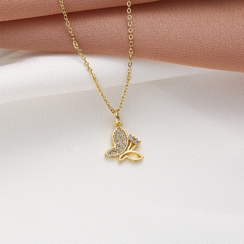 XiaoboACC Dây Chuyền Mặt Chữ Thập Bằng Thép Không Gỉ Mạ Vàng Đính Đá Zircon Không Dị Ứng Thời Trang Cho Nữ - 40CM+5CM