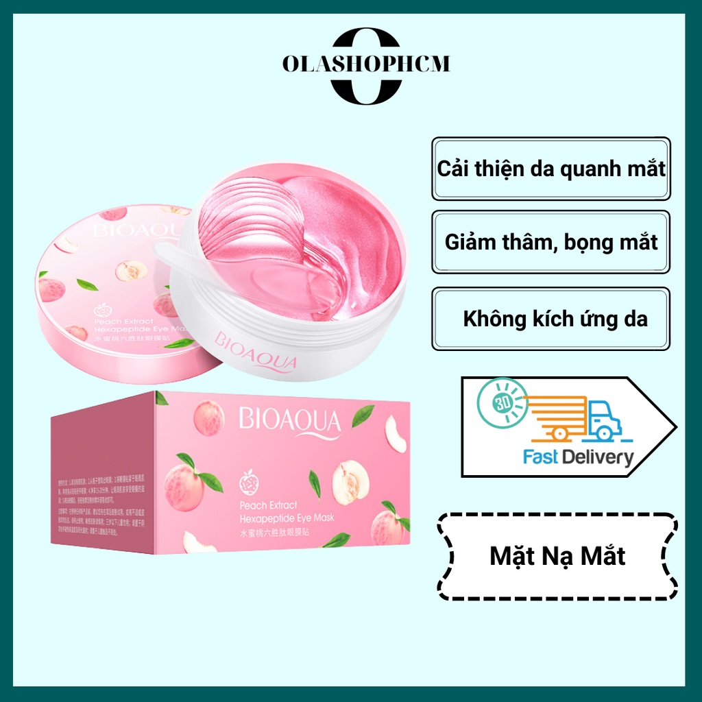 Mặt nạ mắt đào BIOAQUA nội địa Trung hộp 60 miếng xóa quầng thâm dưỡng ẩm làm săn chắc da chống bọng mắt