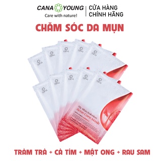 Combo 10 Mặt Nạ Dưỡng Da Hàn Quốc Tinh Chất Tràm Trà Cà Tím Cho Da Dầu Cana My Skin Solution Acne Care (1 hộp)