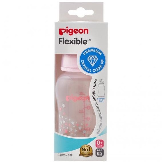 Bình Sữa Pigeon Cổ Hẹp 150ml Bình Sữa Cho Bé Sơ Sinh Nhưa PP Streamline Dung Tích 150ml Hình Ngôi Sao ( Mẫu Mới )