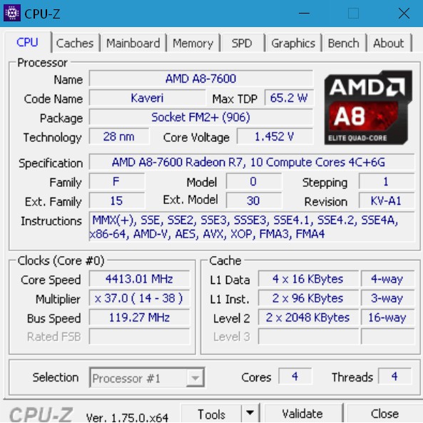 CPU AMD A8 7600k (4M Cache, 3.1Ghz)