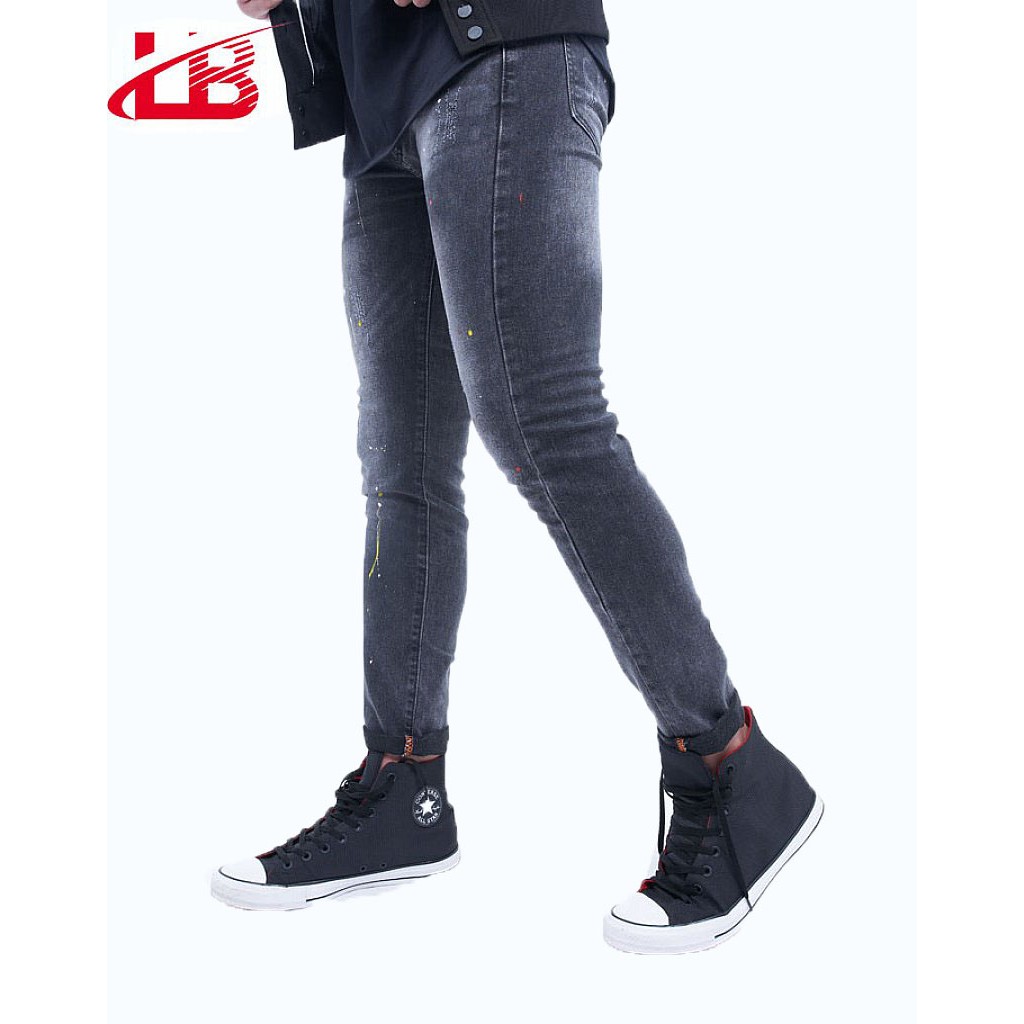 Quần jean nam LB, vải jean denim co giãn, màu xám trơn thời trang vải sơn, phom slim fit DNBB6523 | BigBuy360 - bigbuy360.vn